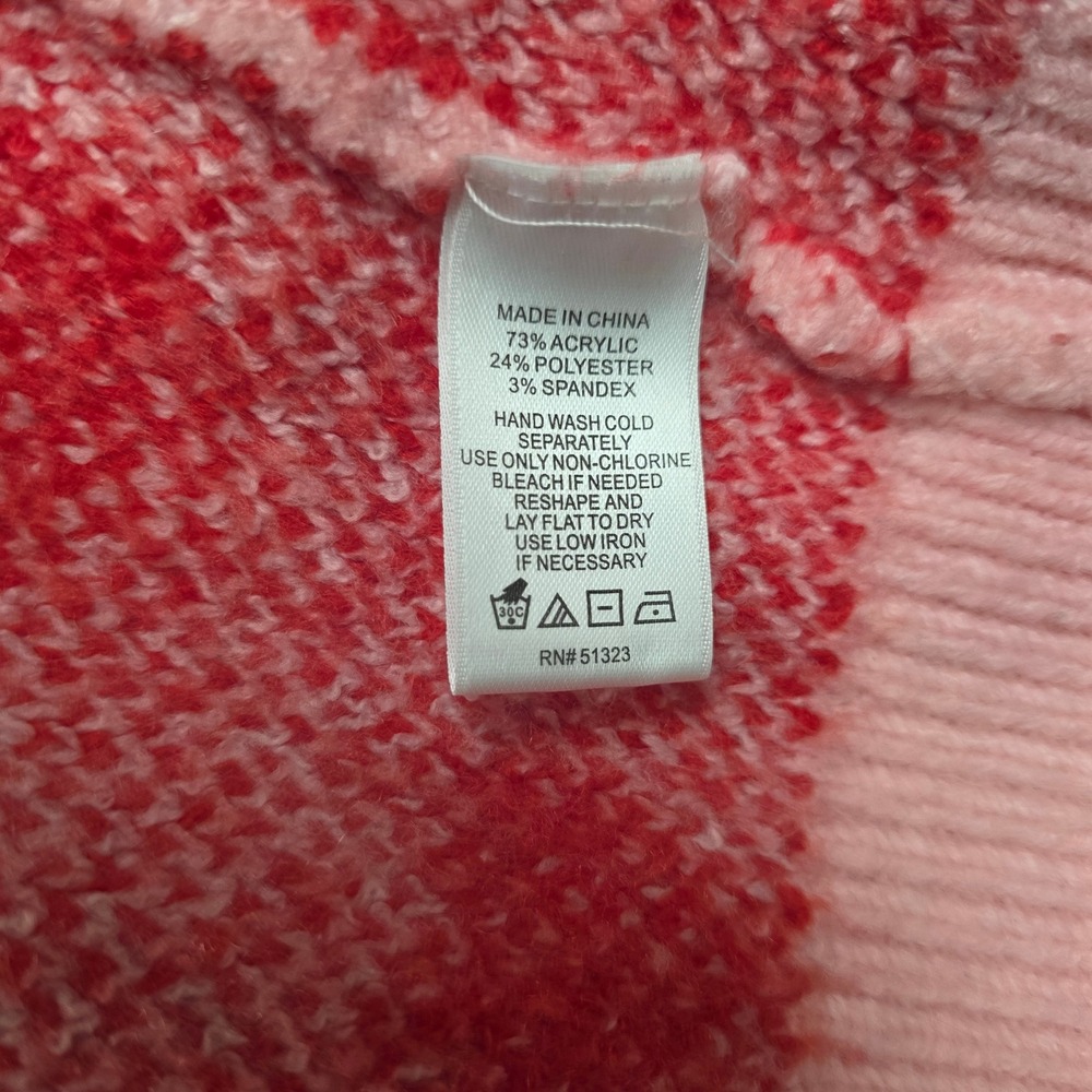 CeCe Sweater Women's Heart Print Crewneck Knit Pink Large - Picture 7 of 8
